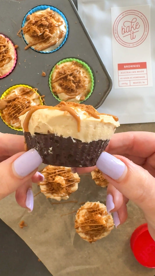 Mini Lotus Biscoff Cheesecake Brownies Bites