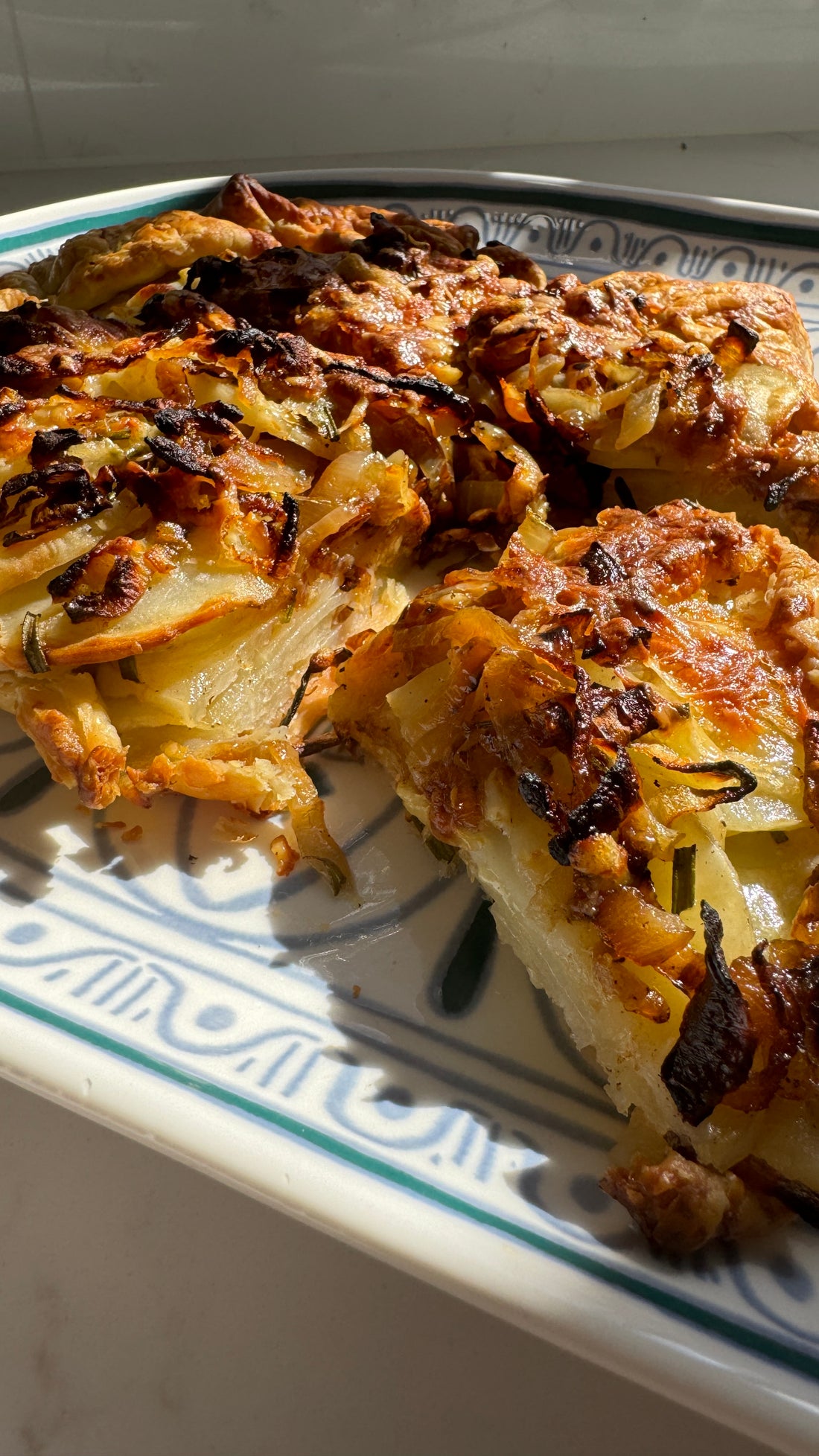 Onion, potato and Cheese Galette
