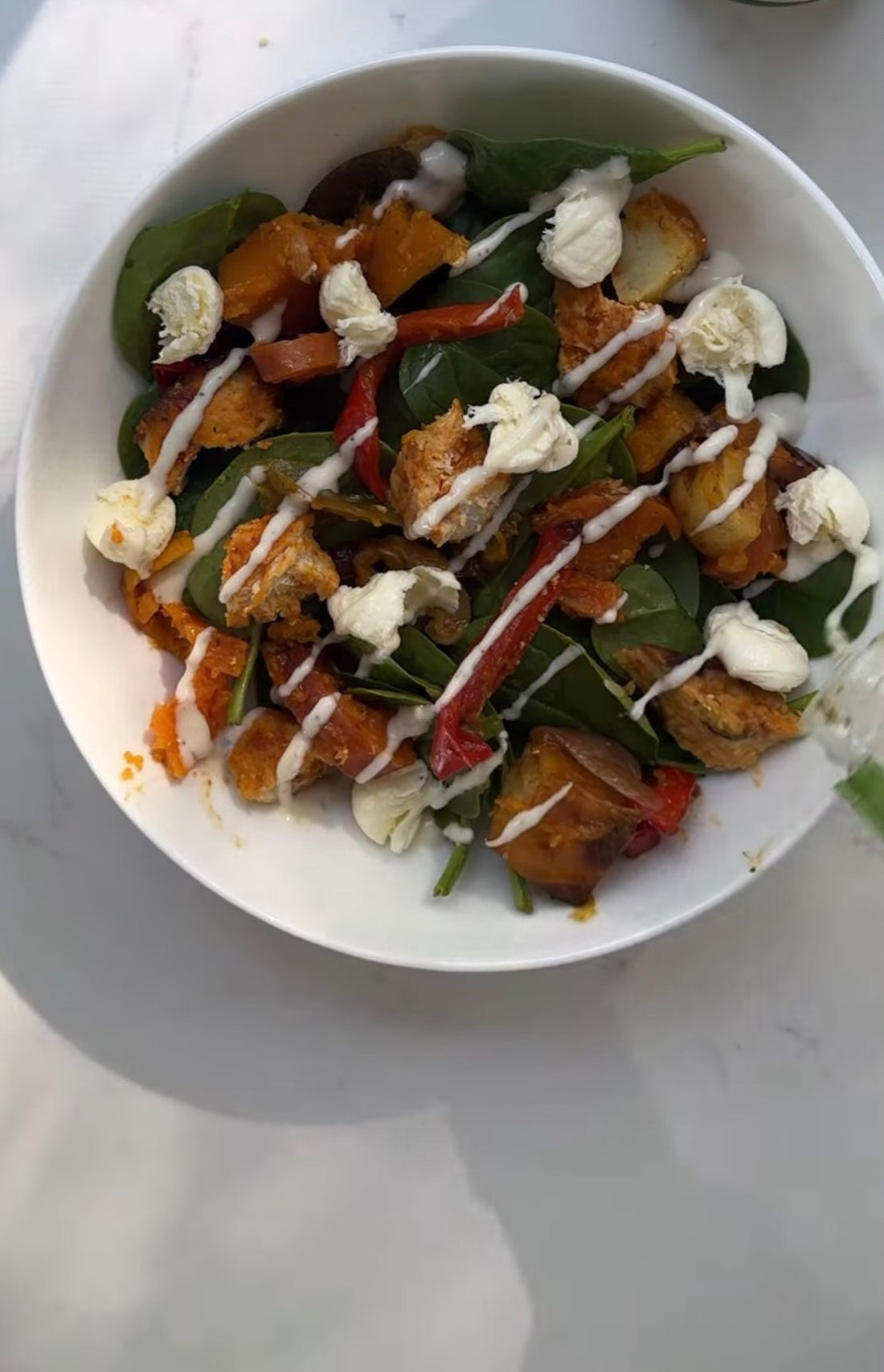Left over baked chicken & vegetable salad